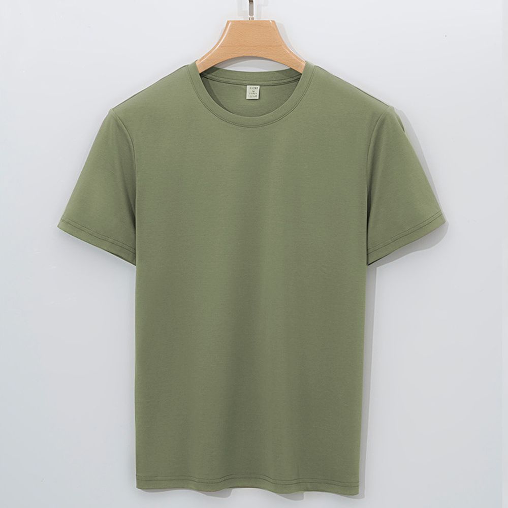 Men's Short-sleeved Crew Neck Solid Color Pure Cotton Long-staple T-shirt