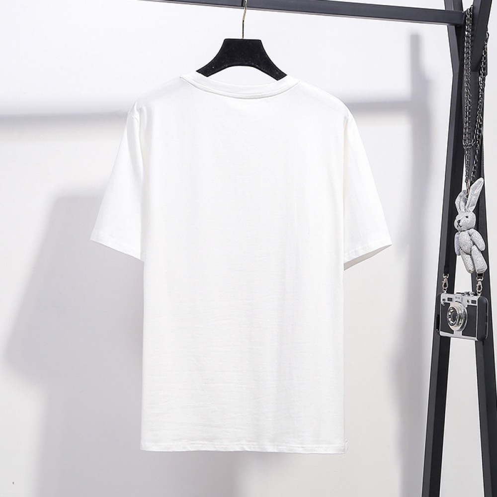 Plus Size Women's Summer Dress Fat New Solid Color Basic Round Neck Short Sleeve T-Shirt